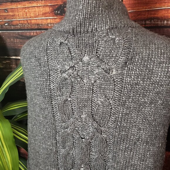 Eddie Bauer L Angora Rabbit Blend Draped Sweater Vest Gray Cable Knit - Picture 4 of 11